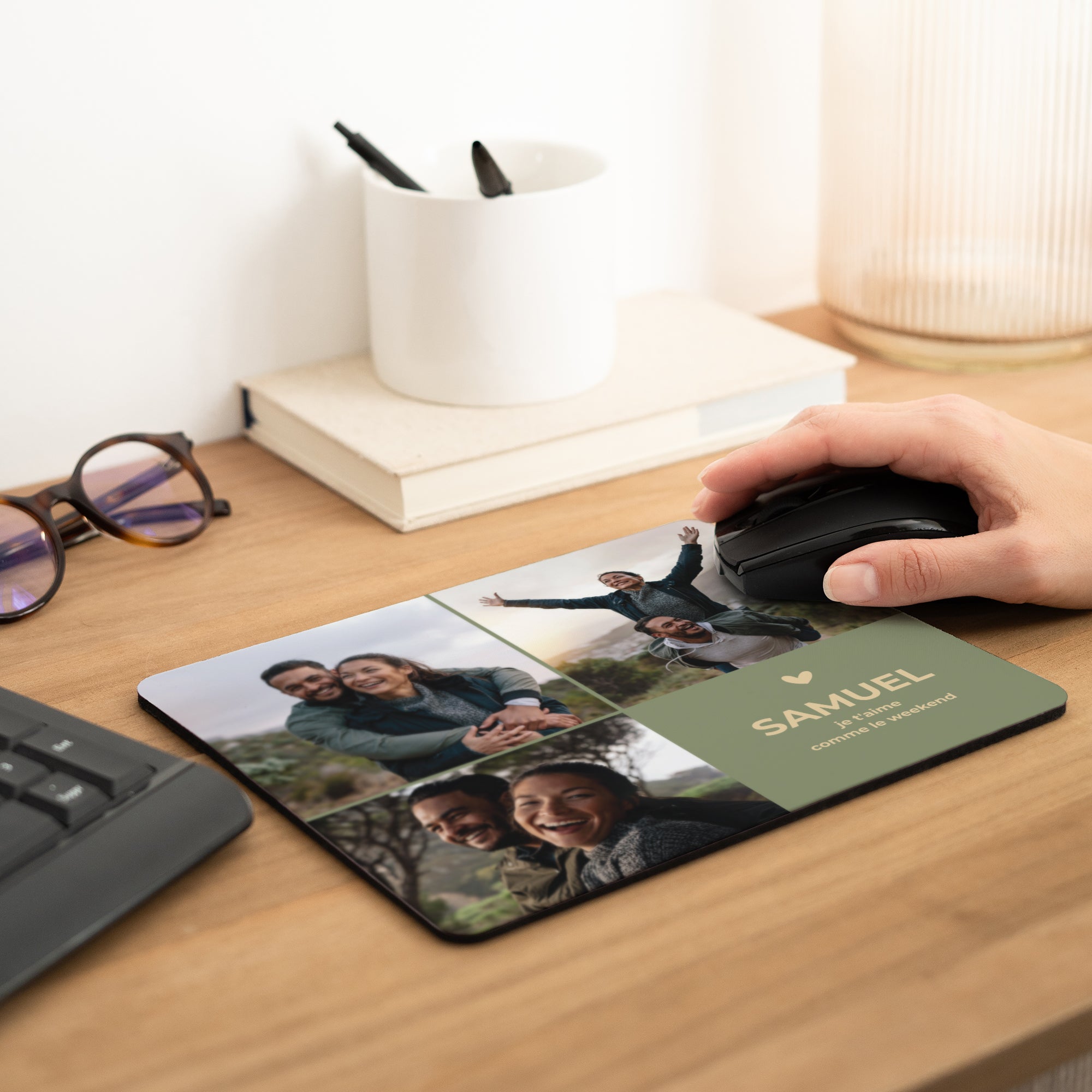 Tapis de souris Objets Rectangle Multiphoto je t'aime comme le week-end photo N° 2