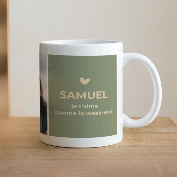 Mug Objets Blanc Multiphoto je t'aime comme le week-end photo