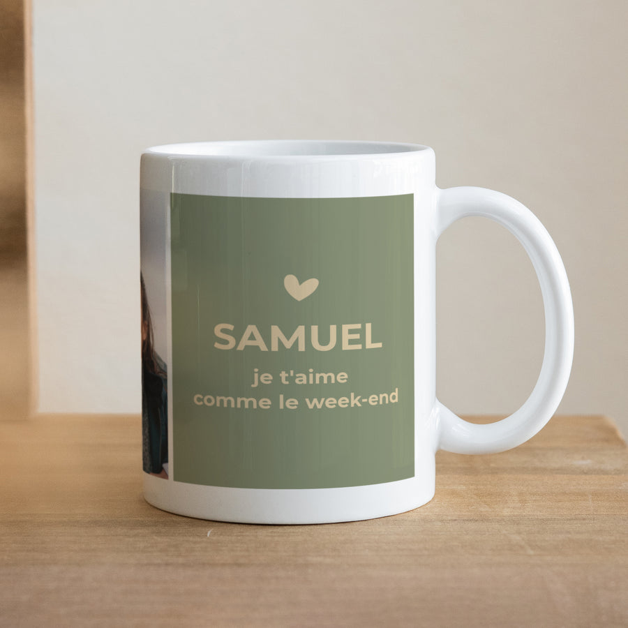 Mug Objets Blanc Multiphoto je t'aime comme le week-end photo