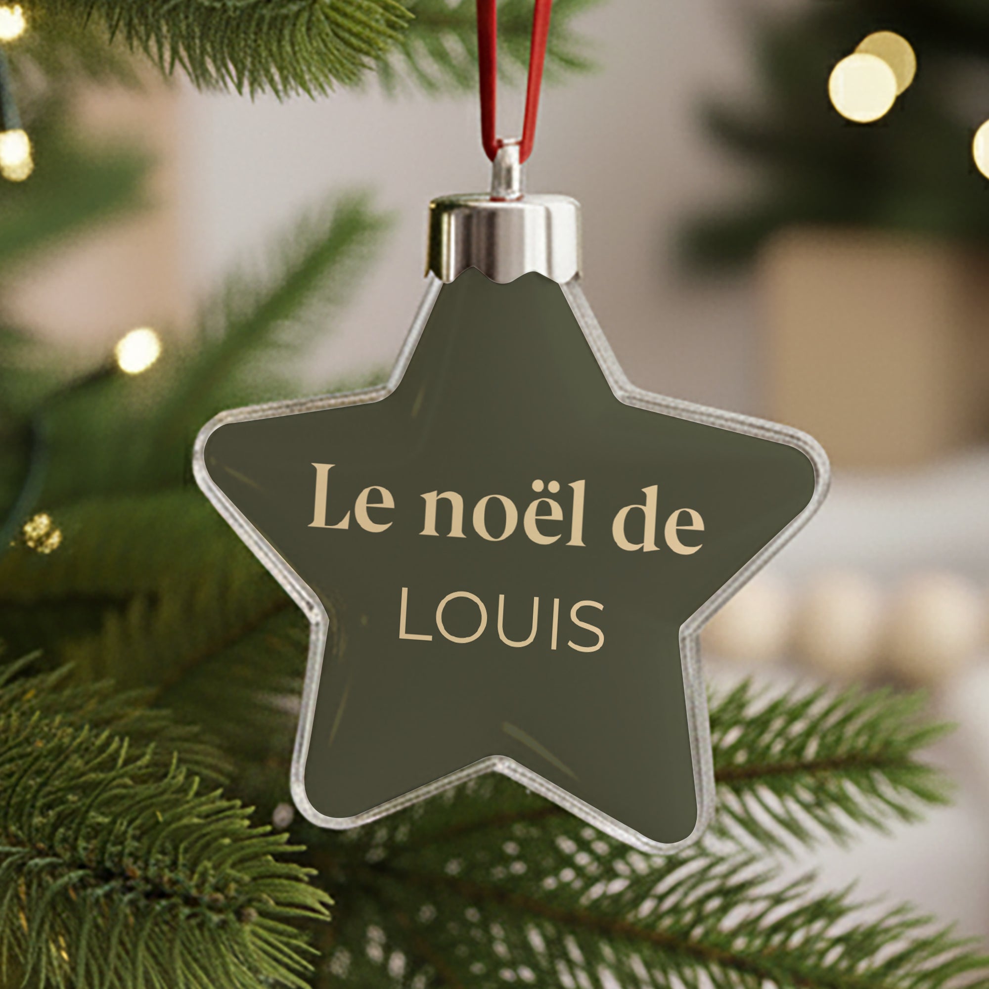 Boule de Noël Fin d'année étoile Vert kaki photo N° 1