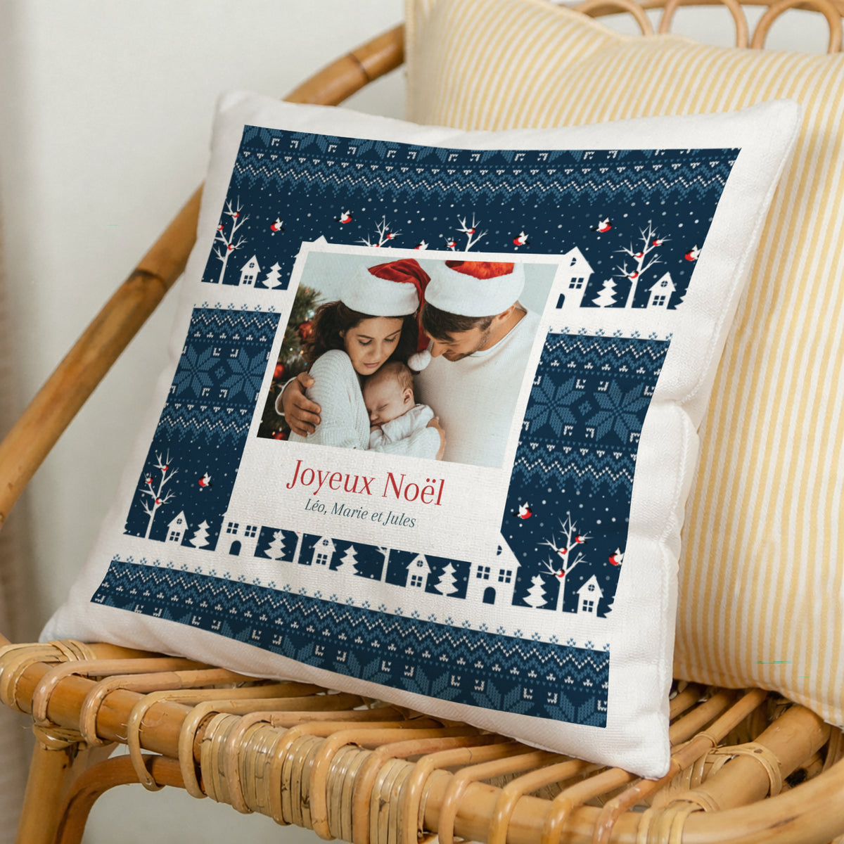 Coussin Objets Beige naturel Christmas Blue photo N° 1