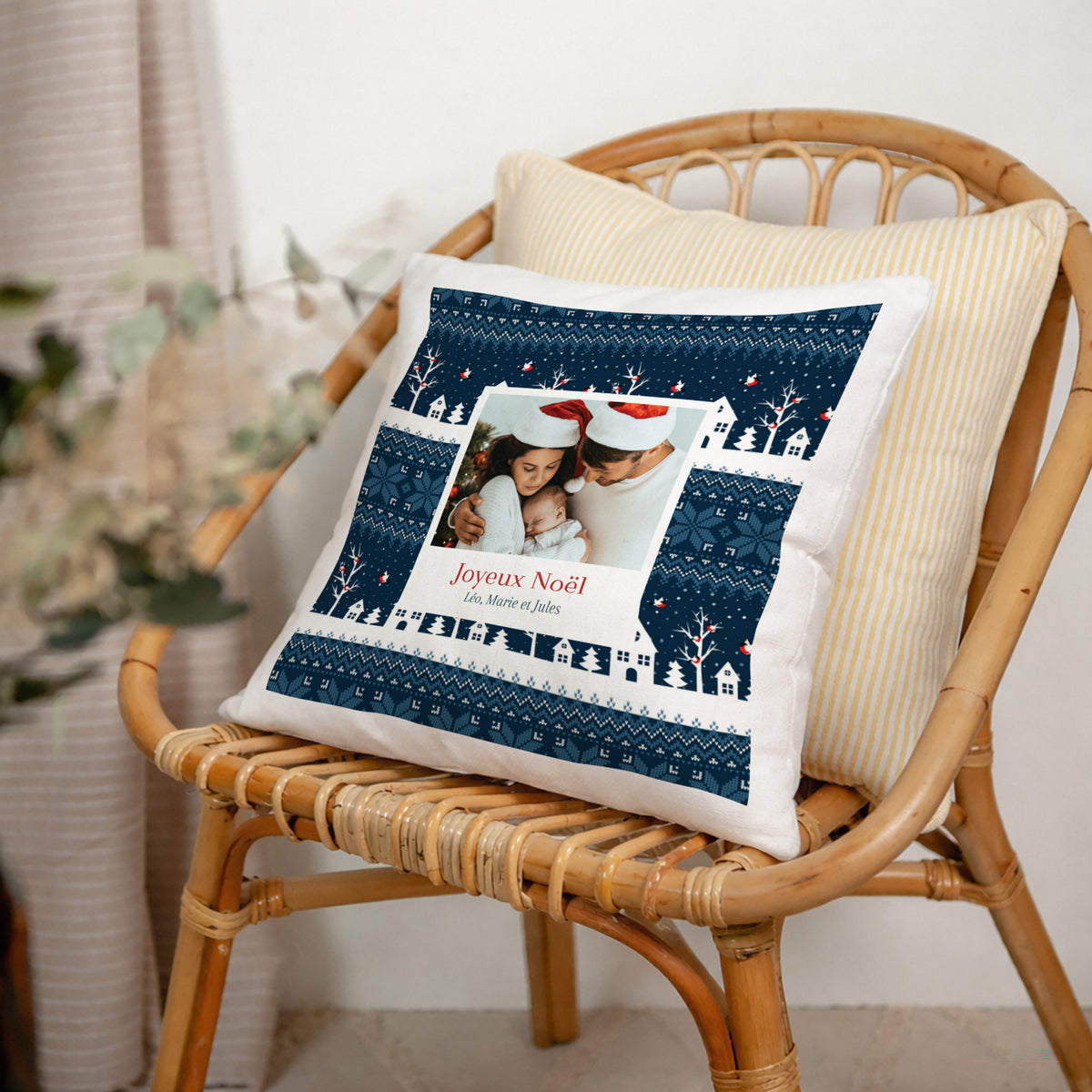 Coussin Objets Beige naturel Christmas Blue photo N° 2