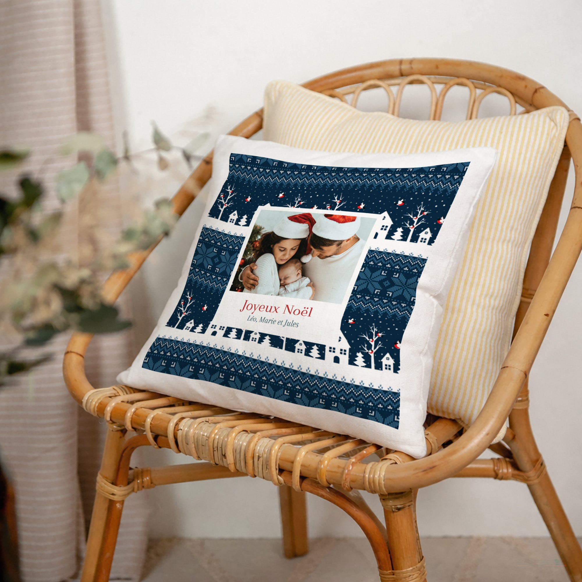 Coussin Objets Beige naturel Christmas Blue photo N° 2