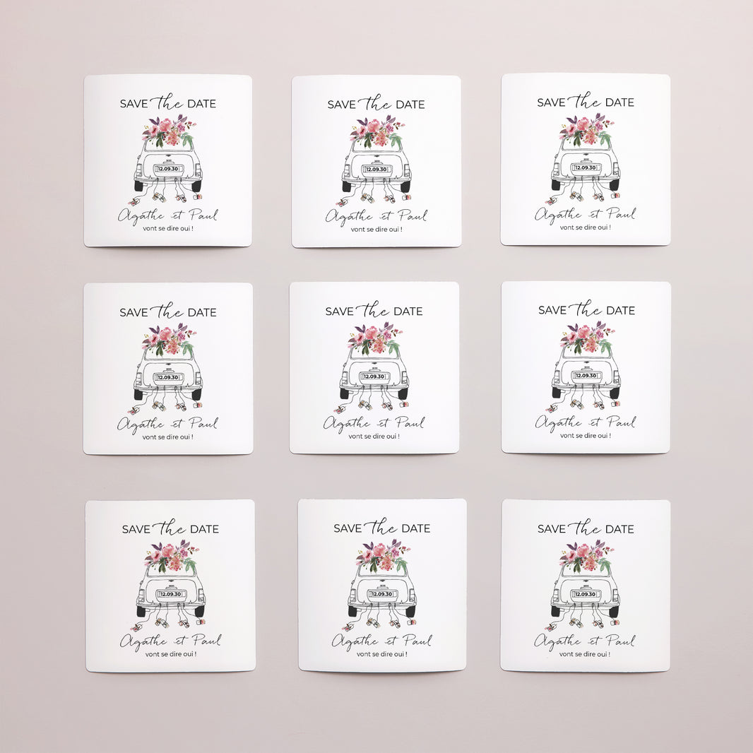 Save the date Mariage Lot de 9, magnétique Mini fleurie photo N° 3