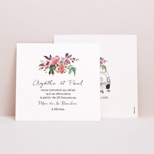 Invitations Mariage Carré Mini fleurie photo