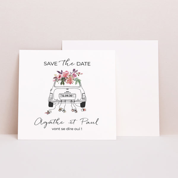 Save the date Mariage Carré Mini fleurie photo