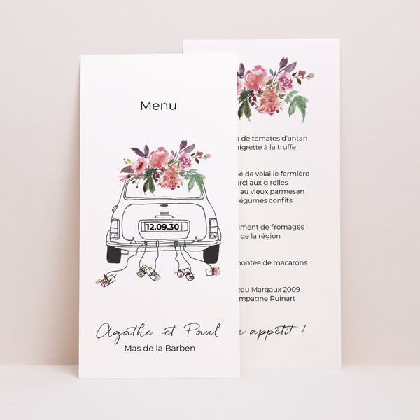 Menu Mariage Panoramique portrait Mini fleurie photo