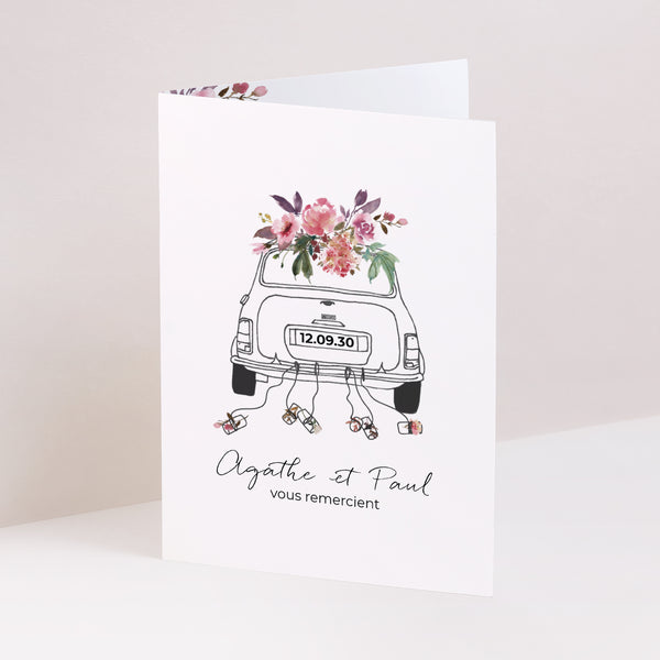 Remerciements Mariage Portrait double volet Mini fleurie photo