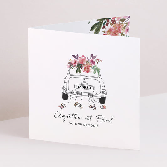 Faire-part Mariage Carré double volet Mini fleurie photo