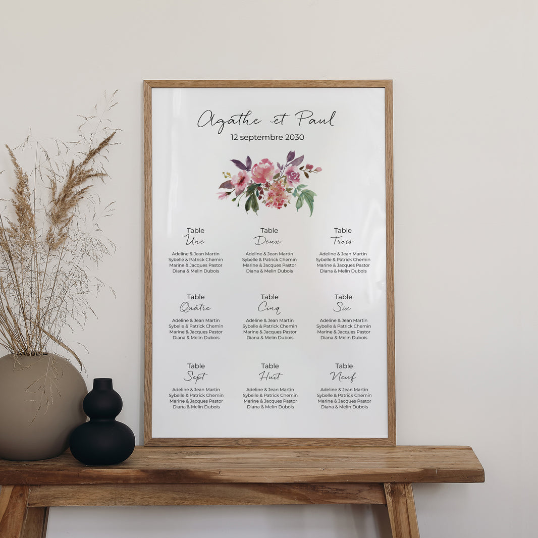 Plan de table Mariage Portrait Mini fleurie photo N° 2