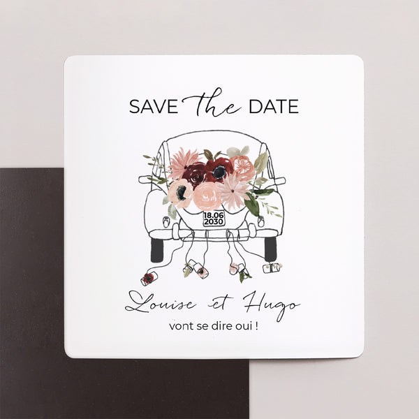 Save the date Mariage Lot de 9, magnétique Coccinelle fleurie photo