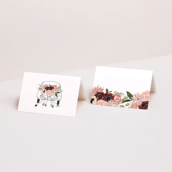 Marque-place Mariage 2 volets Coccinelle fleurie photo