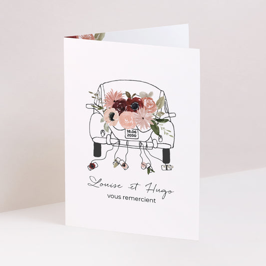 Remerciements Mariage Portrait double volet Coccinelle fleurie photo