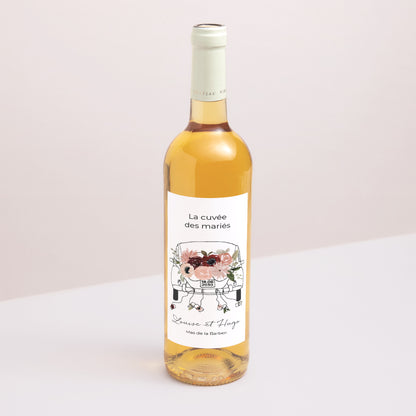 Etiquette bouteille Mariage Portrait Coccinelle fleurie photo N° 1