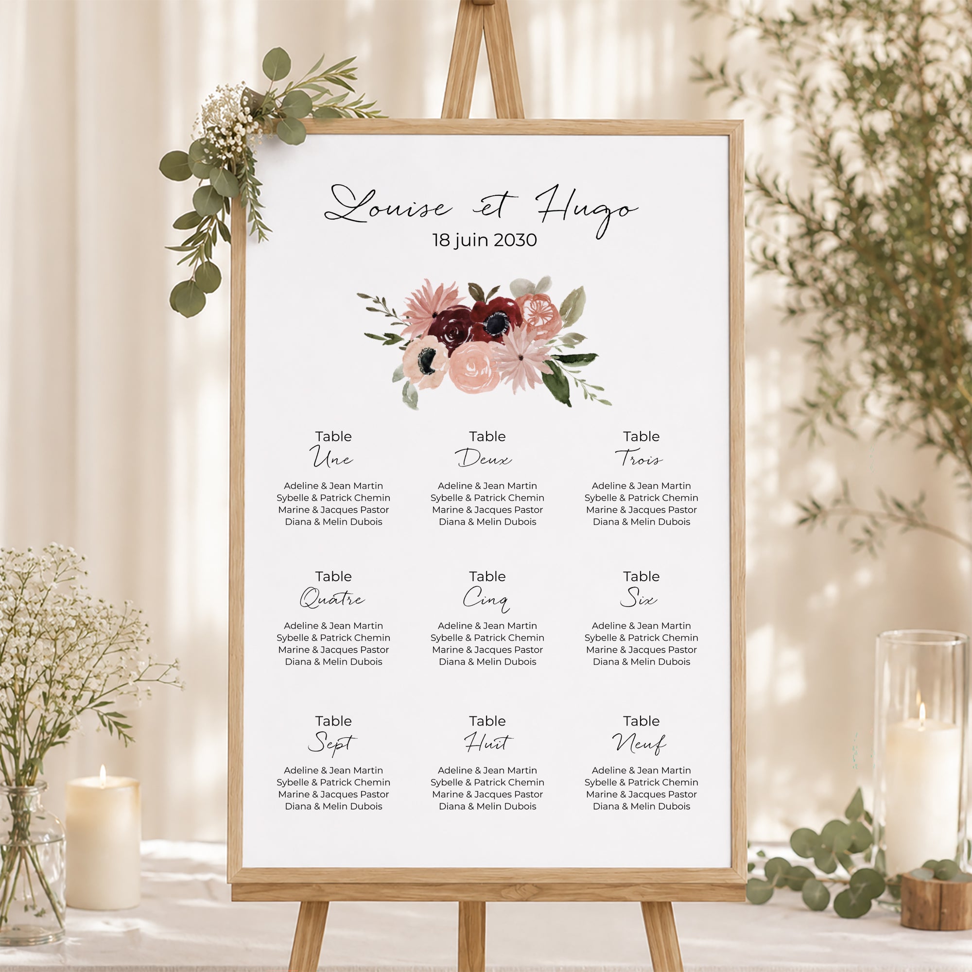 Plan de table Mariage Portrait Coccinelle fleurie photo N° 1