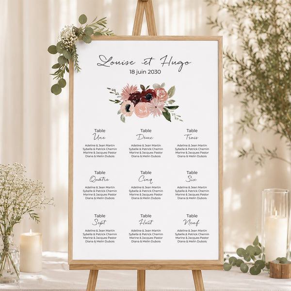Plan de table Mariage Portrait Coccinelle fleurie photo