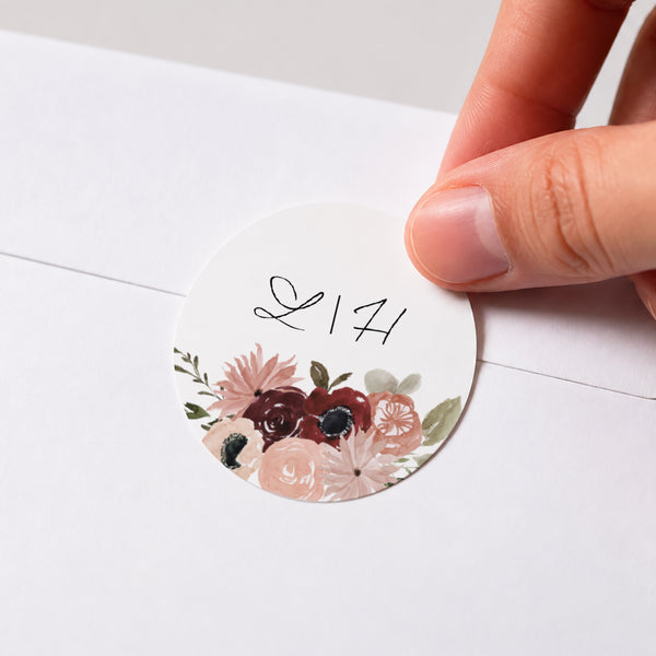 Sticker Mariage Rond Coccinelle fleurie photo