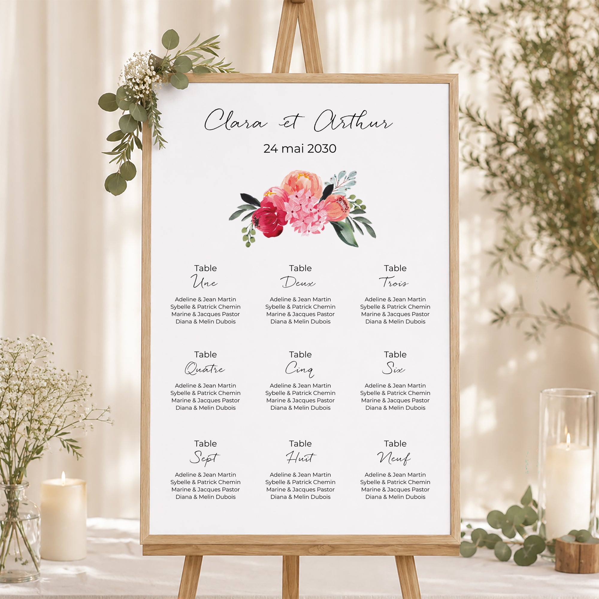 Plan de table Mariage Portrait 2CV fleurie photo N° 1