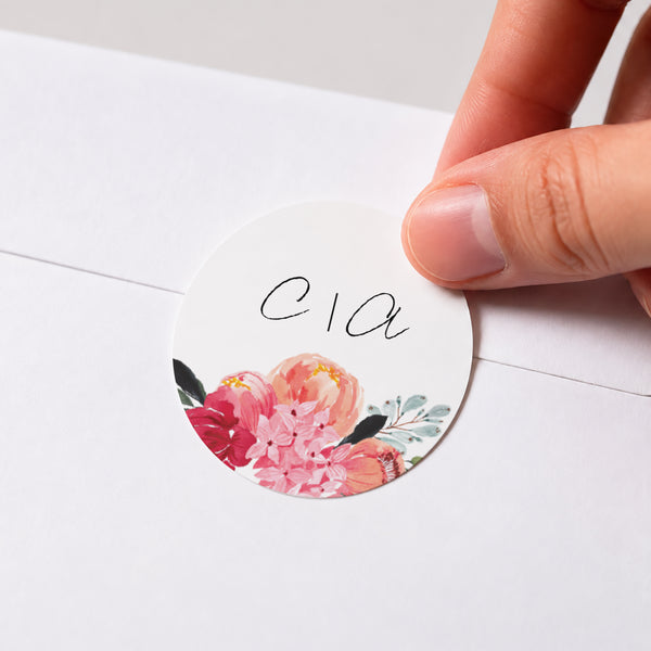 Sticker Mariage Rond 2CV fleurie photo