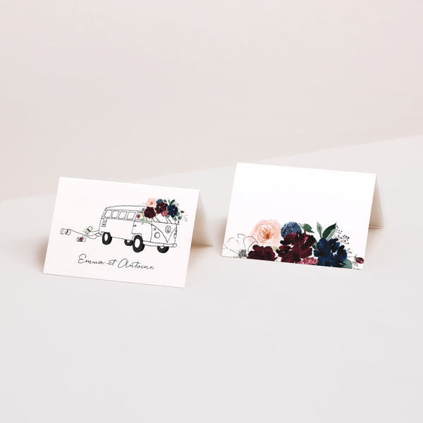 Marque-place Mariage 2 volets Combi fleuri photo