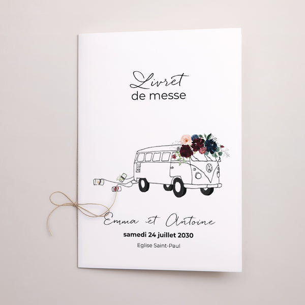 Livret de messe Mariage Double volet Combi fleuri photo