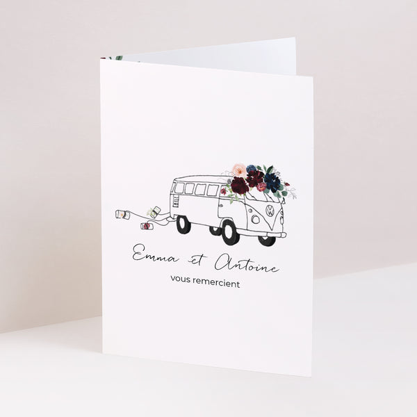 Remerciements Mariage Portrait double volet Combi fleuri photo