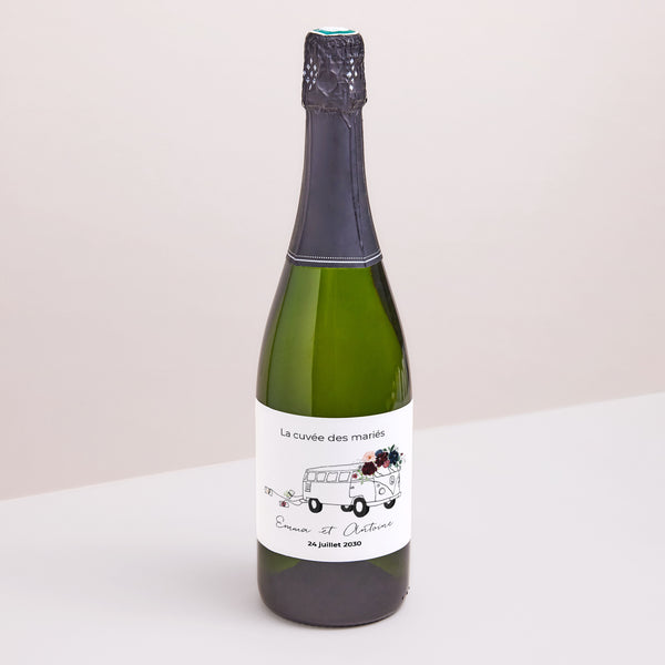Etiquette bouteille Mariage Paysage Combi fleuri photo