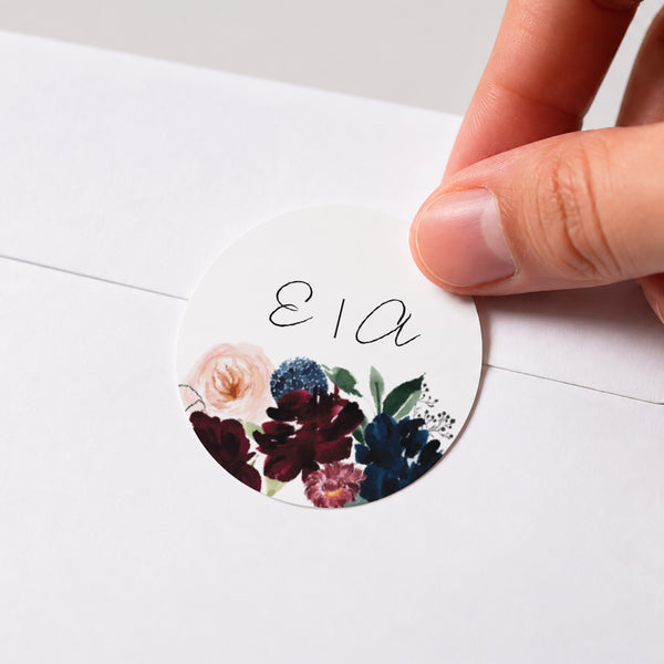 Sticker Mariage Rond Combi fleuri photo