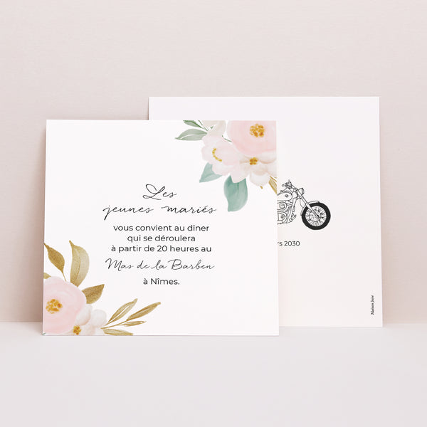 Invitations Mariage Carré Harley fleurie photo