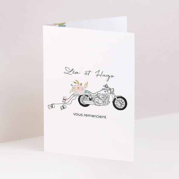 Remerciements Mariage Portrait double volet Harley fleurie photo