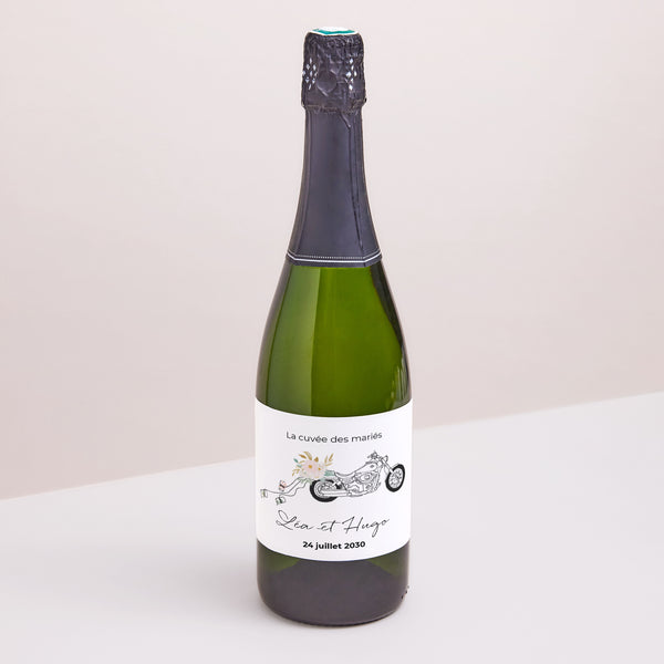 Etiquette bouteille Mariage Paysage Harley fleurie photo