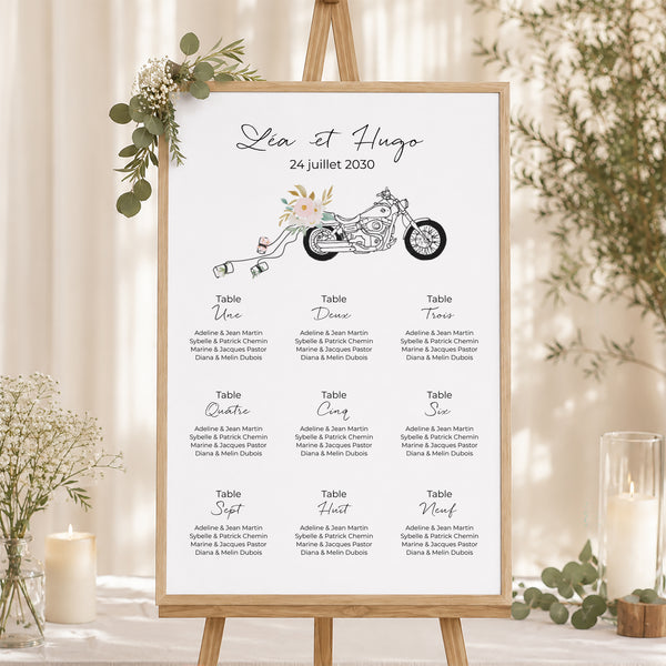 Plan de table Mariage Portrait Harley fleurie photo