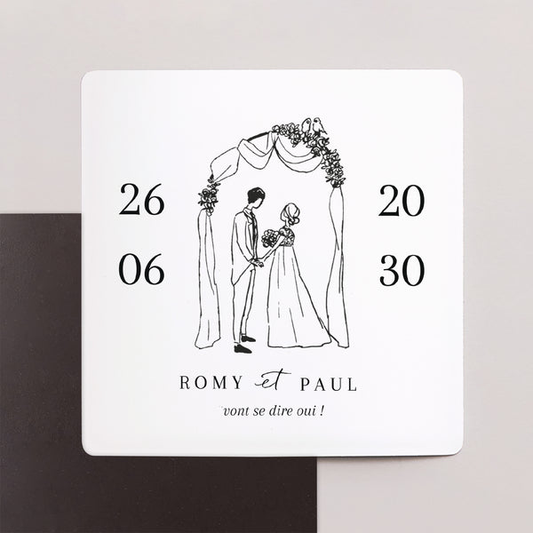 Save the date Mariage Lot de 9, magnétique Vive les jeunes mariés photo