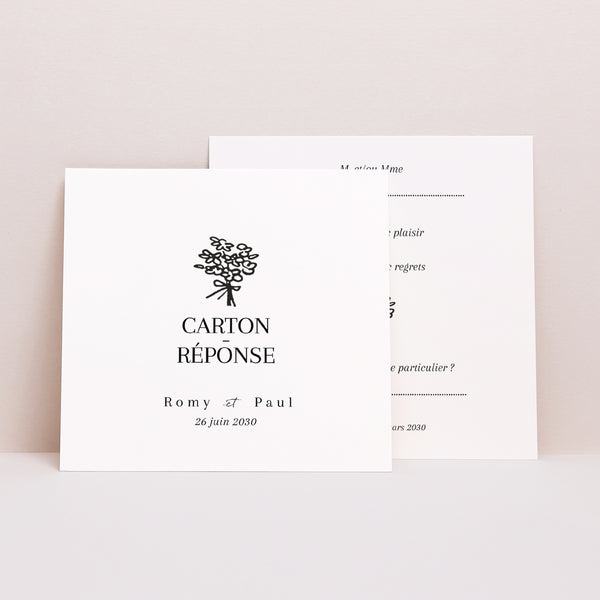 Carton réponse Mariage Carré Vive les jeunes mariés photo