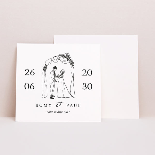 Save the date Mariage Carré Vive les jeunes mariés photo