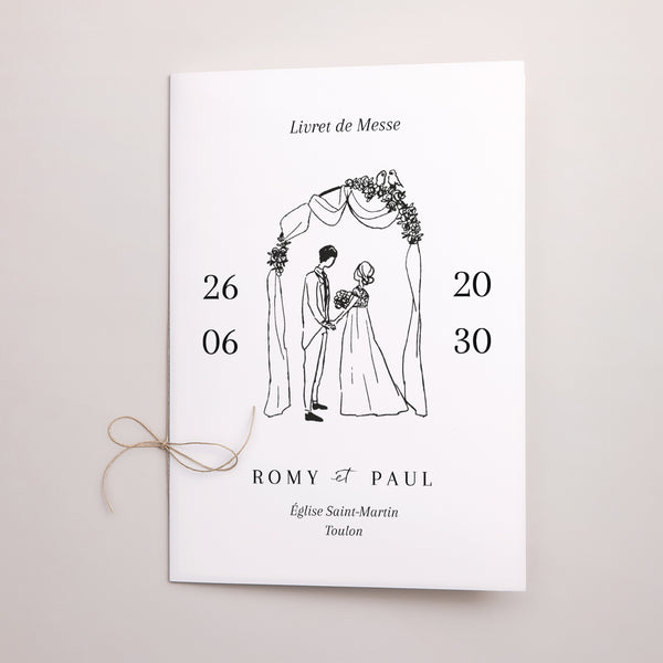 Livret de messe Mariage Double volet Vive les jeunes mariés photo