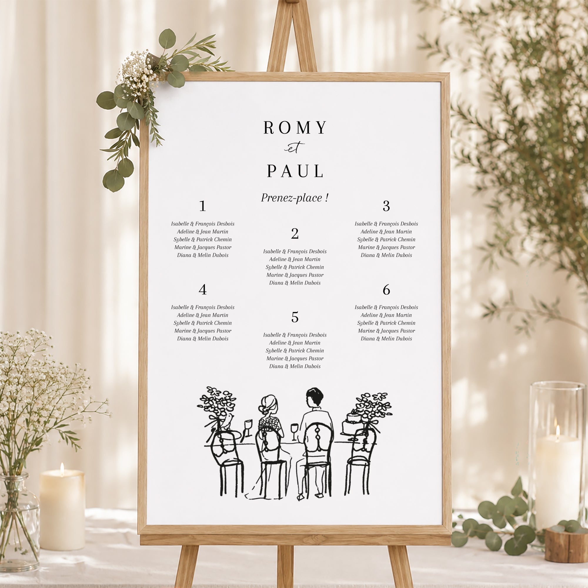 Plan de table Mariage Portrait Vive les jeunes mariés photo N° 1
