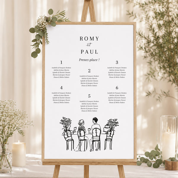 Plan de table Mariage Portrait Vive les jeunes mariés photo