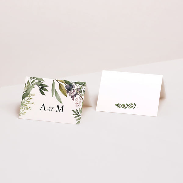 Marque-place Mariage 2 volets Feuillage printanier photo