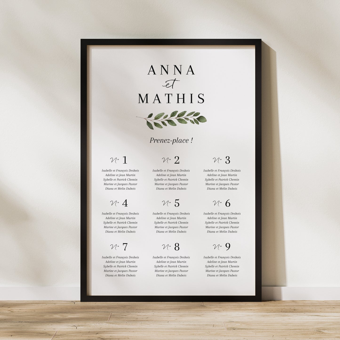 Plan de table Mariage Portrait Feuillage printanier photo N° 1