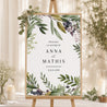 Panneau bienvenue Mariage Portrait 60 x 90 cm Feuillage printanier photo N° 1