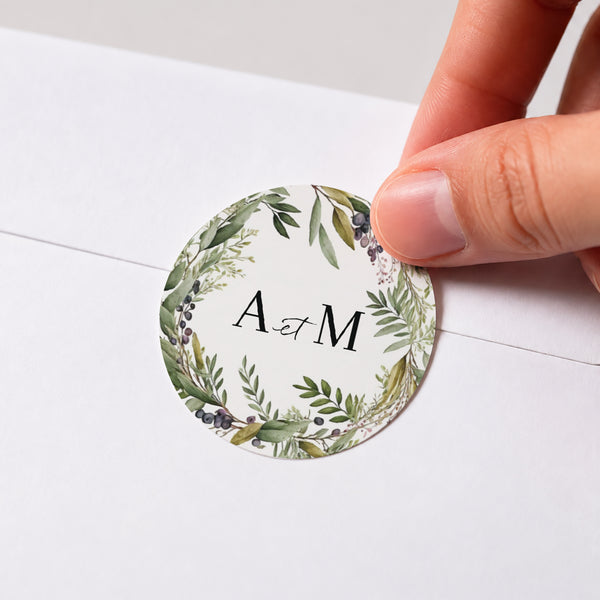 Sticker Mariage Rond Feuillage printanier photo