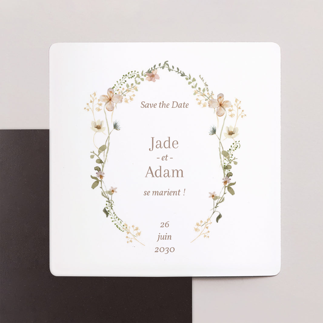 Save the date Mariage Lot de 9, magnétique Fleurs sauvages photo N° 1