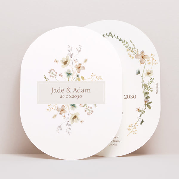 Faire-part Mariage Ovale Fleurs sauvages III photo