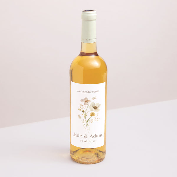 Etiquette bouteille Mariage Portrait Fleurs sauvages III photo
