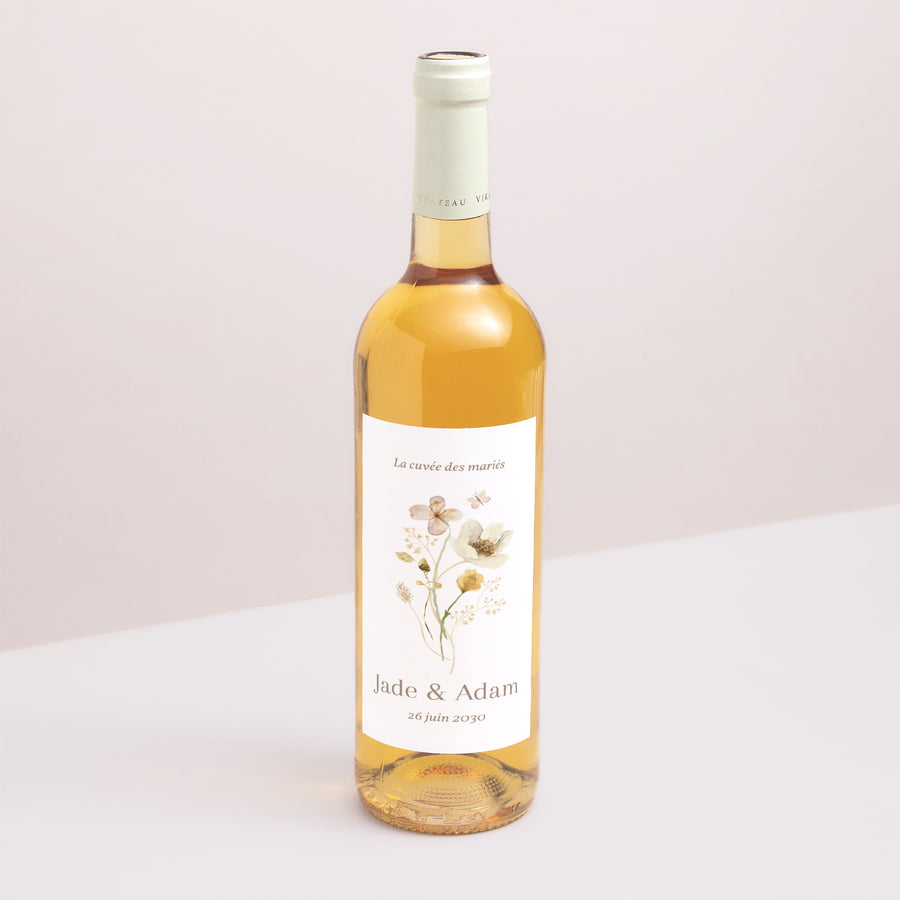 Etiquette bouteille Mariage Portrait Fleurs sauvages III photo