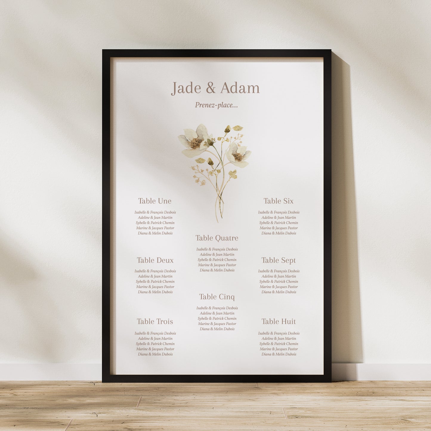 Plan de table Mariage Portrait 60 x 90 cm Fleurs sauvages 3 photo N° 1