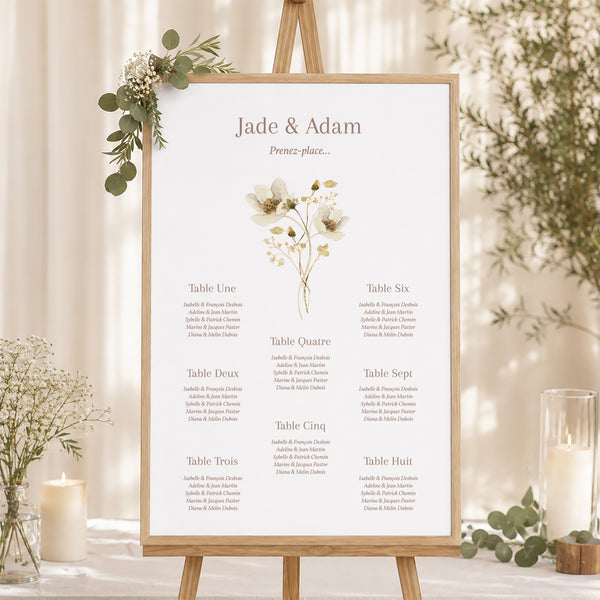 Plan de table Mariage Portrait 60 x 90 cm Fleurs sauvages III photo