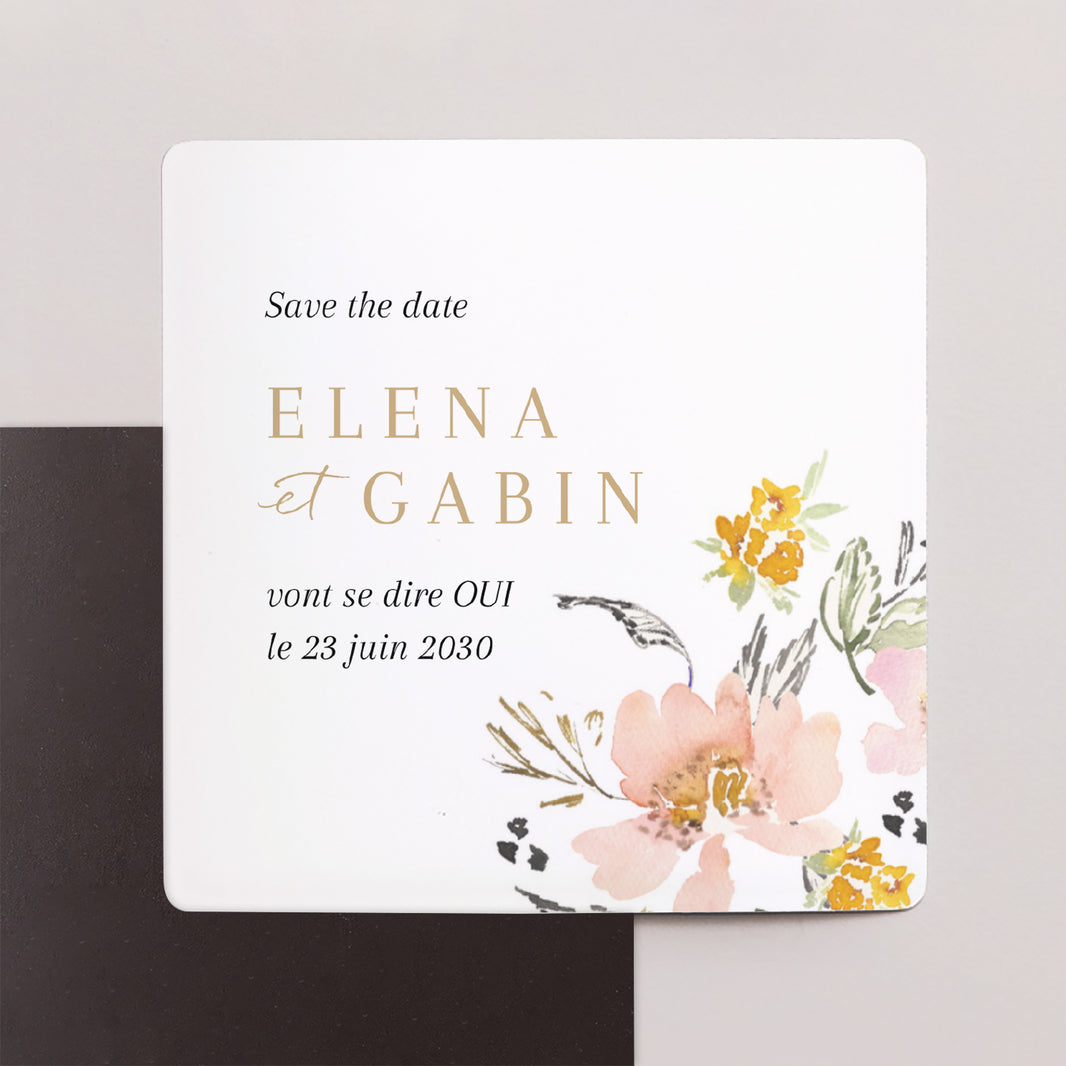 Save the date Mariage Lot de 9, magnétique Fleurs pop photo N° 1