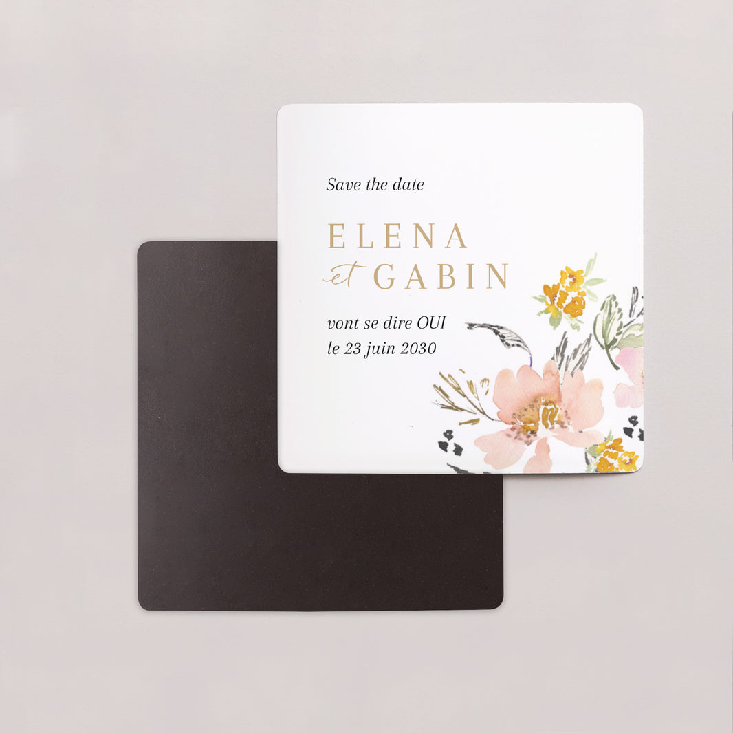 Save the date Mariage Lot de 9, magnétique Fleurs pop photo N° 2